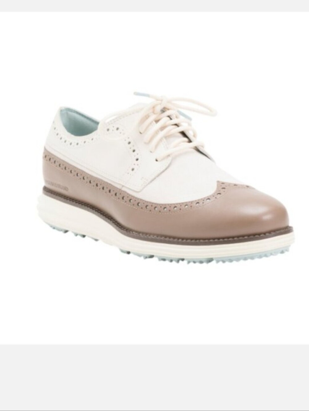 Cole Haan Two-Tone White and Taupe Wingtip Oxford